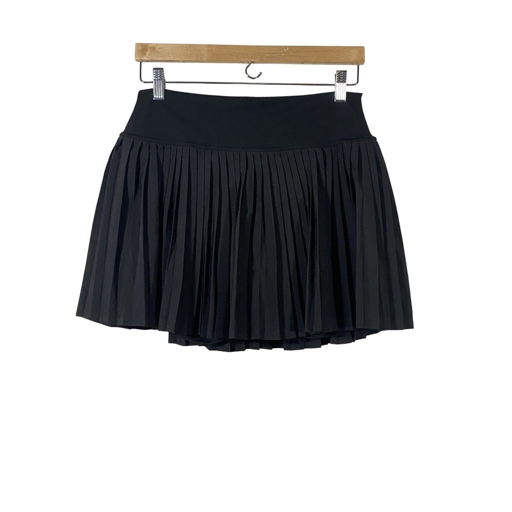 Black Pleated Skort Athletic Skirt Media Pockets Whimsigoth Fine Pleats Size Med